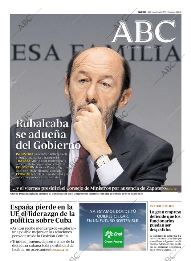ABC MADRID 26-10-2010 página 1
