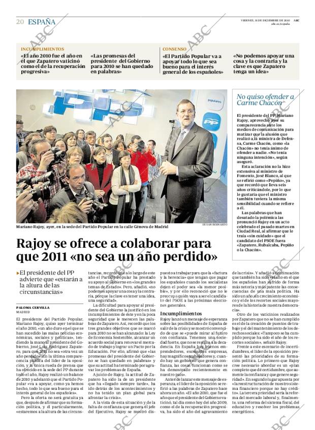 ABC MADRID 31-12-2010 página 20