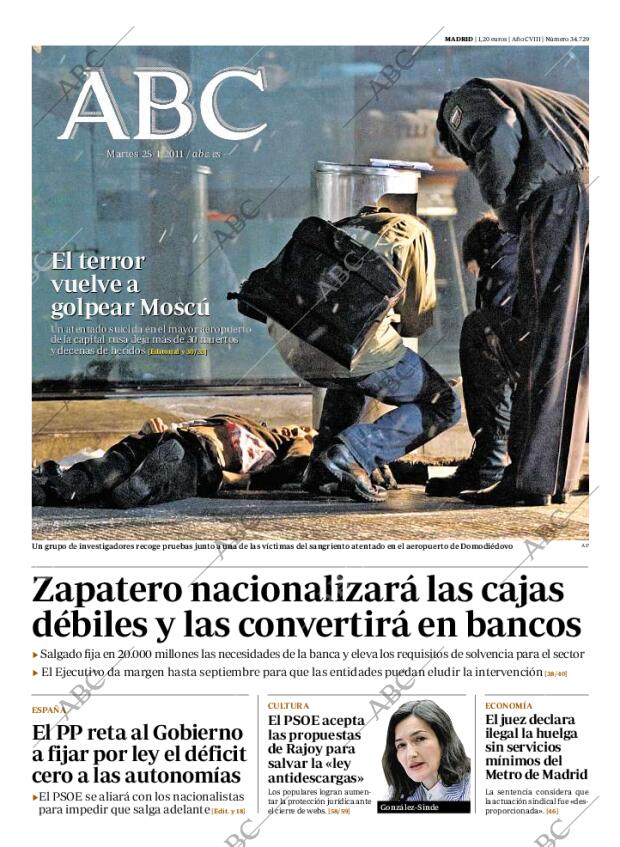 ABC MADRID 25-01-2011 página 1