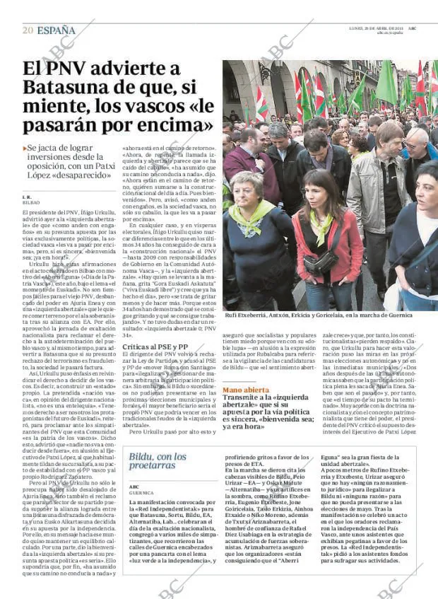 ABC MADRID 25-04-2011 página 20