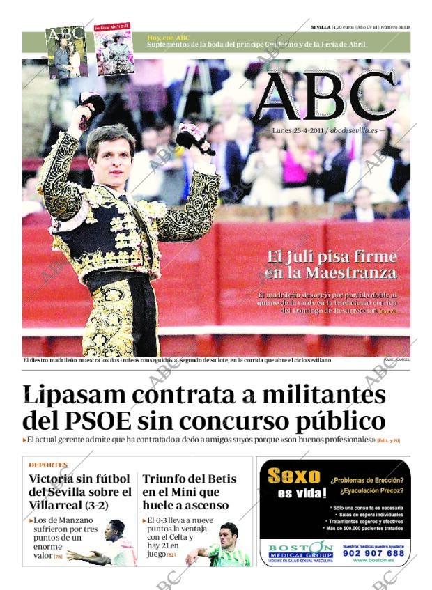 ABC SEVILLA 25-04-2011 página 1