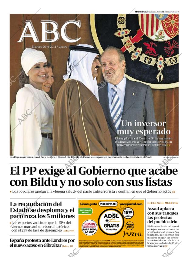 ABC MADRID 26-04-2011 página 1