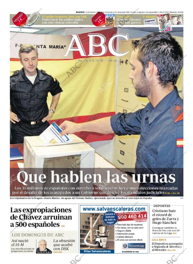 ABC MADRID 22-05-2011 página 1