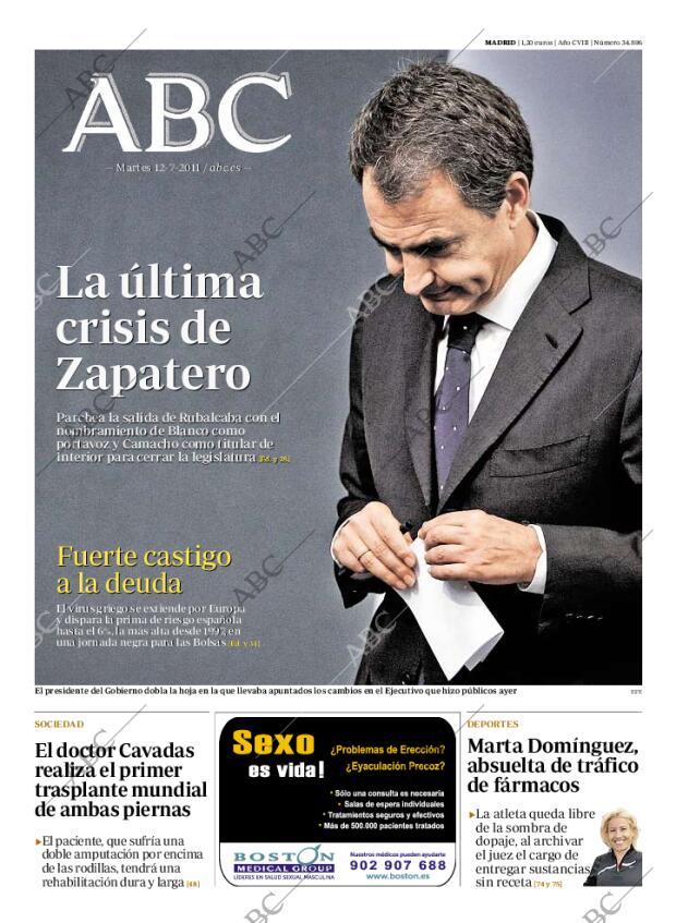 ABC MADRID 12-07-2011 página 1