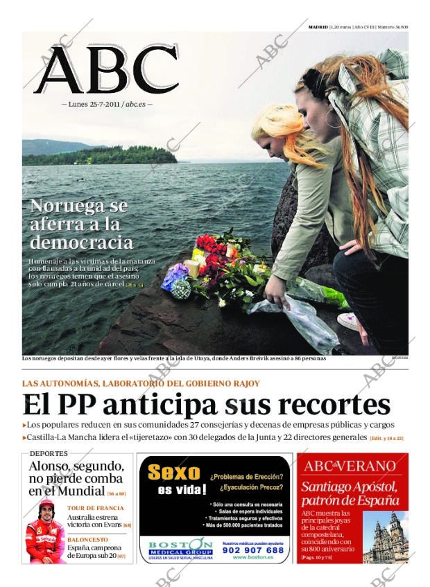 ABC MADRID 25-07-2011 página 1