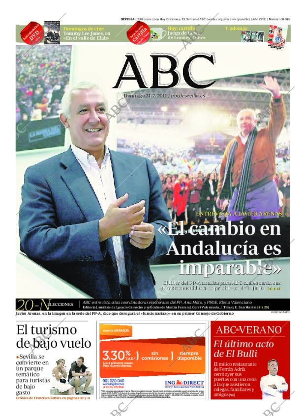 ABC SEVILLA 31-07-2011 página 1