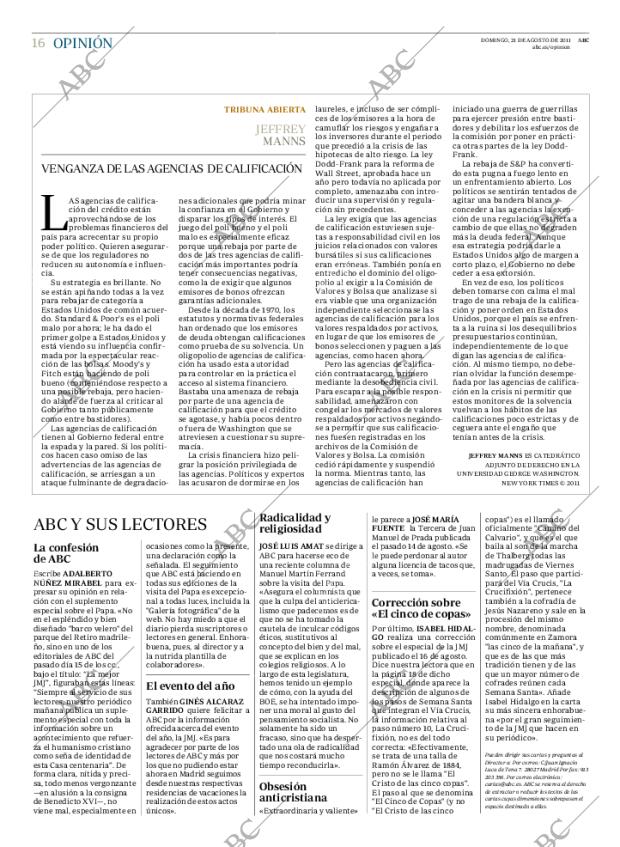 ABC MADRID 21-08-2011 página 16