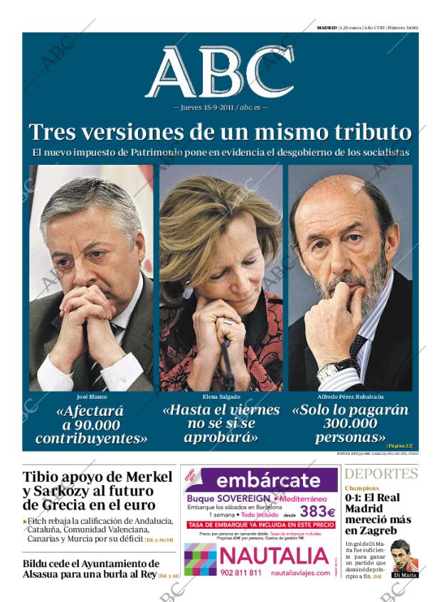 ABC MADRID 15-09-2011 página 1