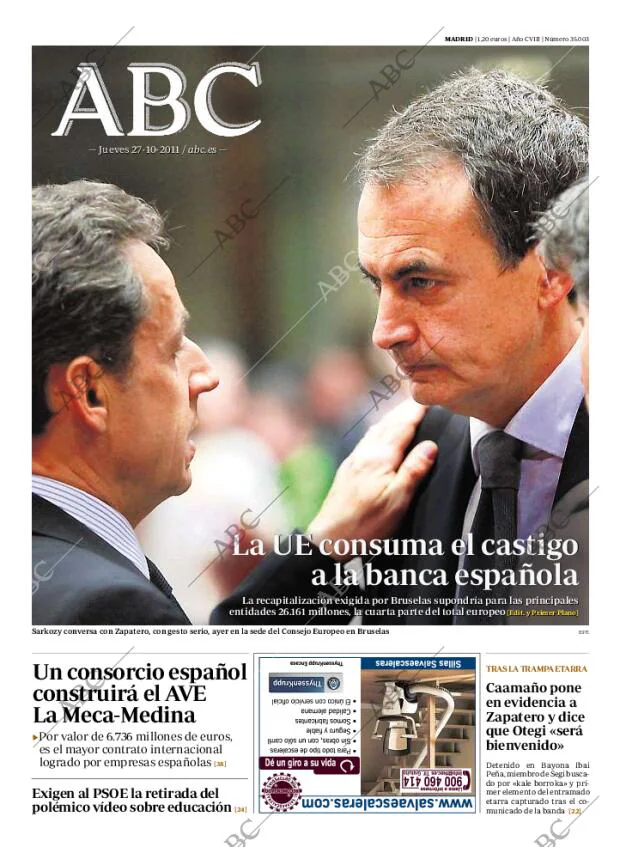 ABC MADRID 27-10-2011 página 1