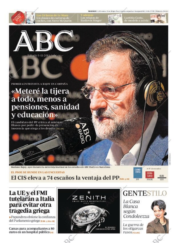ABC MADRID 05-11-2011 página 1
