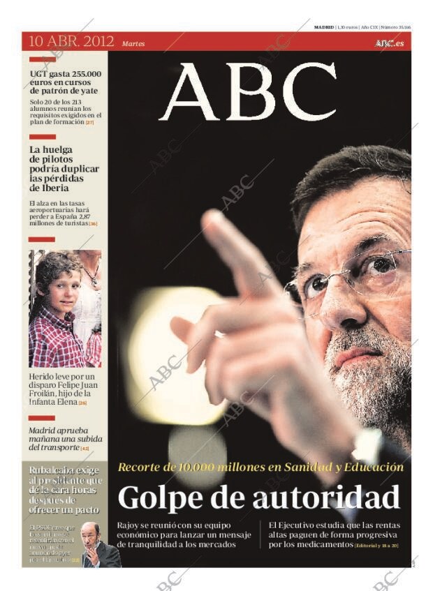 ABC MADRID 10-04-2012 página 1