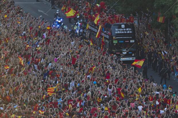 Celebración de la victoria de la selección española en la Eurocopa