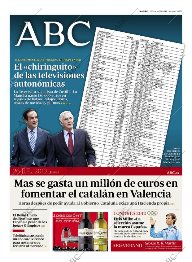 ABC MADRID 26-07-2012 página 1