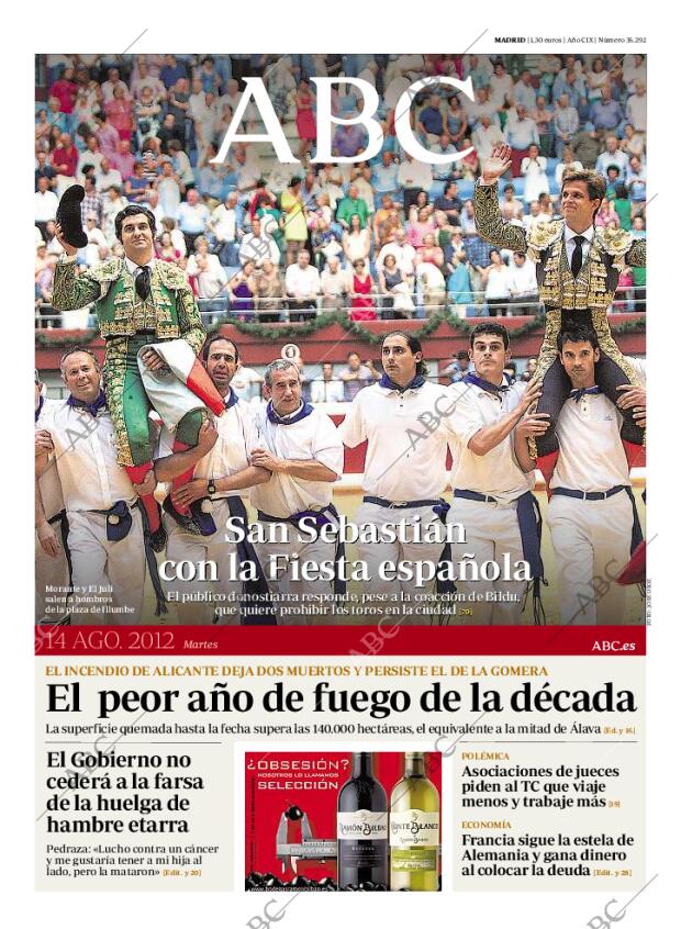 ABC MADRID 14-08-2012 página 1