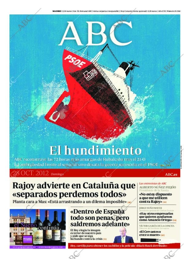 ABC MADRID 28-10-2012 página 1