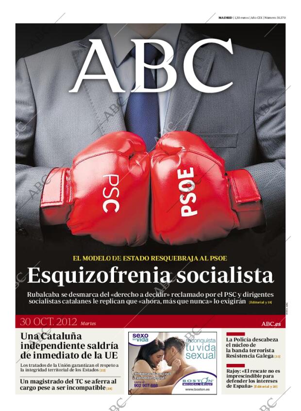 ABC MADRID 30-10-2012 página 1