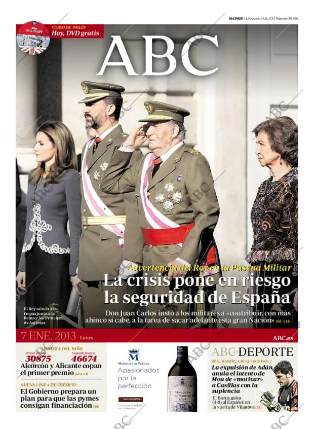 ABC MADRID 07-01-2013 página 1