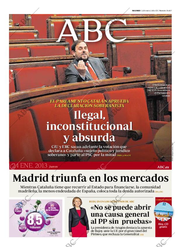 ABC MADRID 24-01-2013 página 1