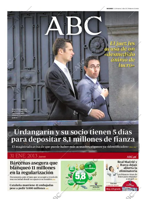 ABC MADRID 31-01-2013 página 1