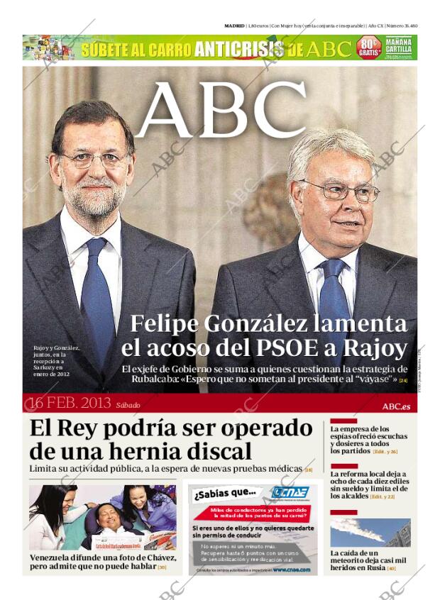 ABC MADRID 16-02-2013 página 1