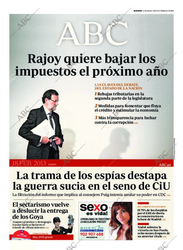 ABC MADRID 18-02-2013 página 1