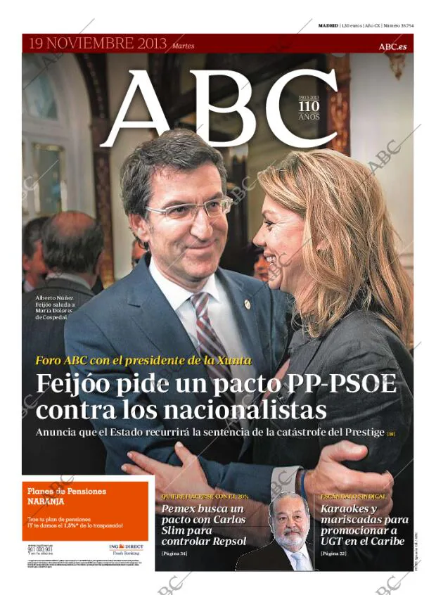 ABC MADRID 19-11-2013 página 1