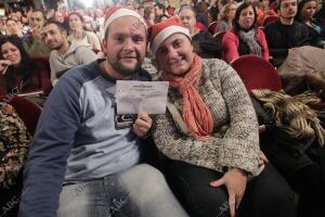 sorteo de la lotería de Navidad, pareja de niños que cantó el tercer premió , un...