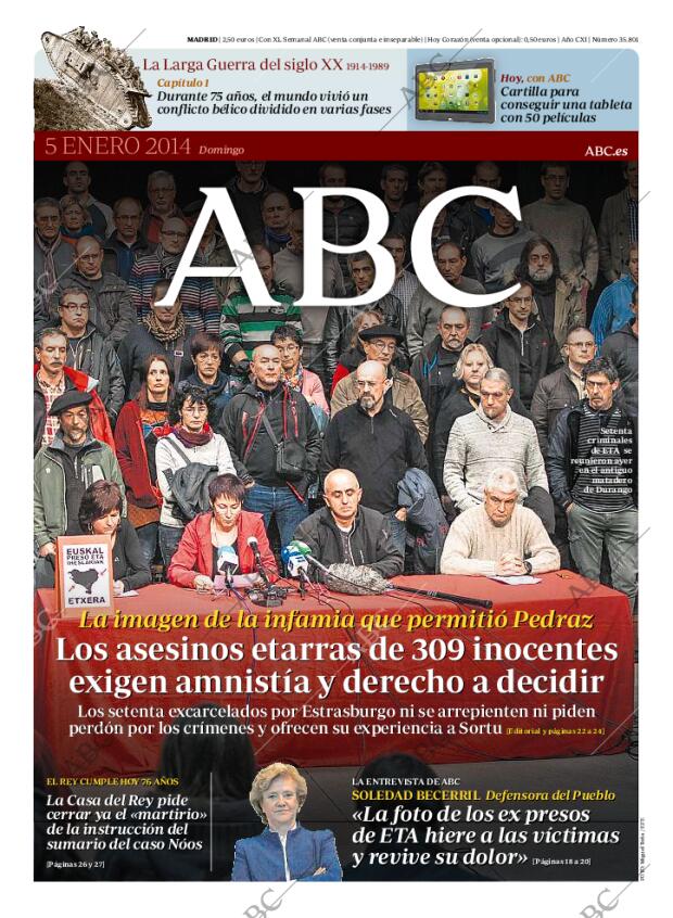 ABC MADRID 05-01-2014 página 1