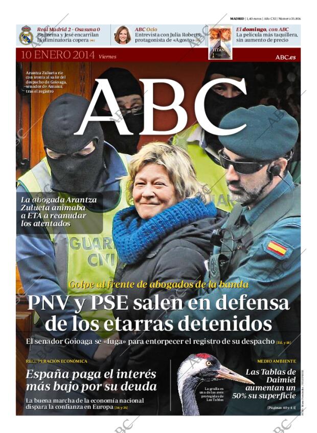 ABC MADRID 10-01-2014 página 1