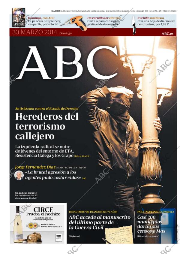 ABC MADRID 30-03-2014 página 1