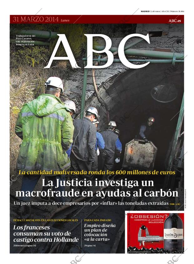 ABC MADRID 31-03-2014 página 1
