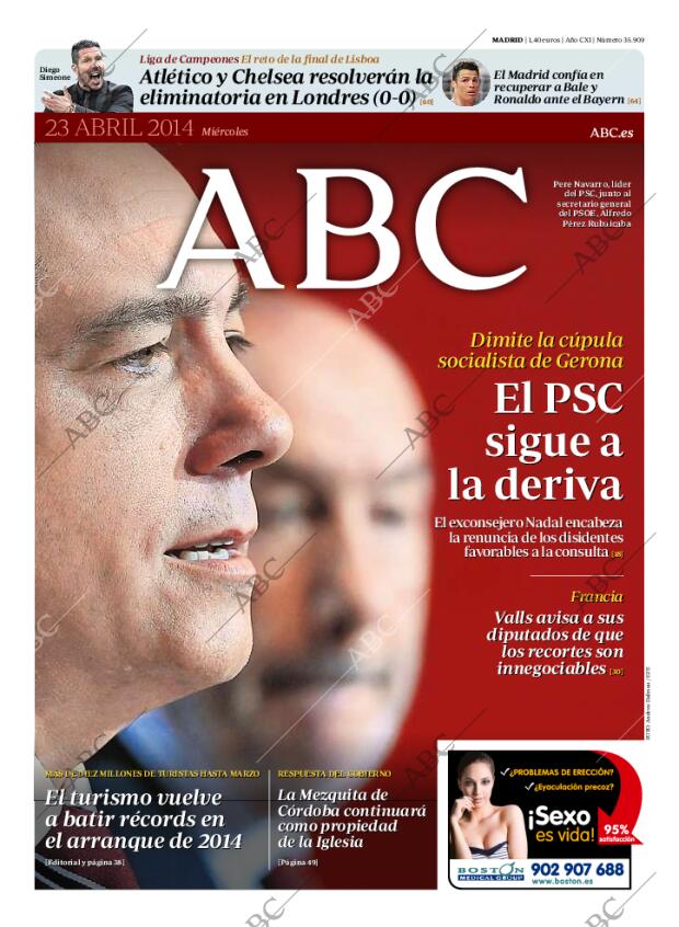 ABC MADRID 23-04-2014 página 1