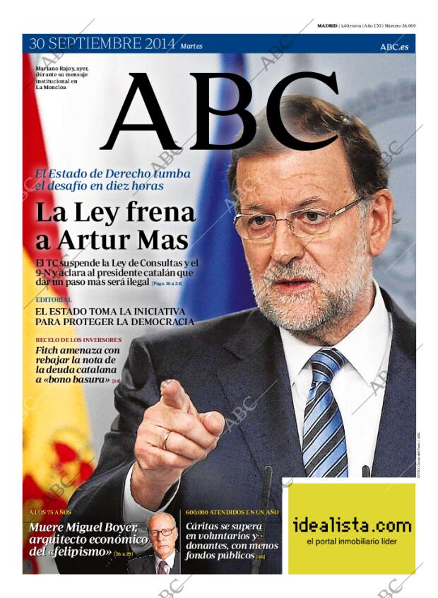 ABC MADRID 30-09-2014 página 1