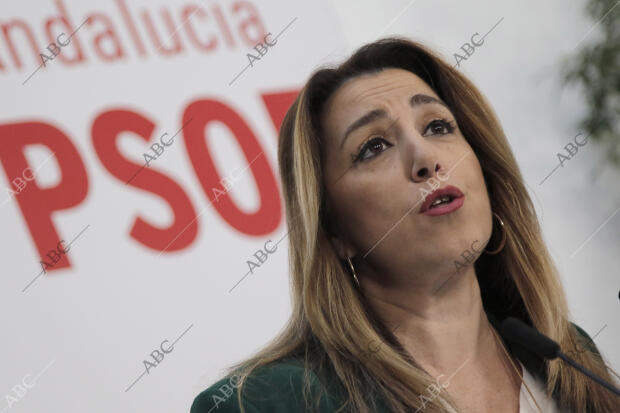 Rueda de prensa de Susana Díaz en la sede regional del Psoe en la calle san...