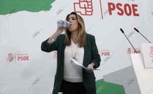 Rueda de prensa de Susana Díaz en la sede regional del Psoe en la calle san...