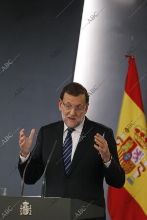 palacio de la Moncloa rueda de prensa de Lpresidente Mariano Rajoy para informar...