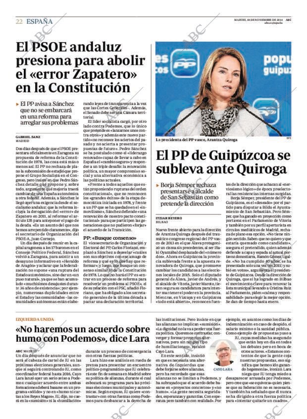 ABC MADRID 18-11-2014 página 22