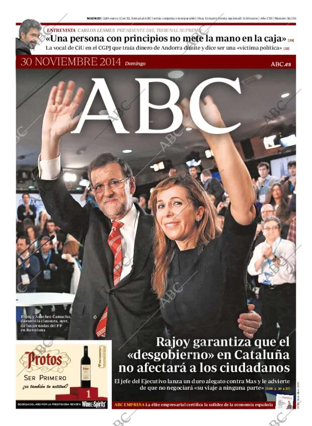 ABC MADRID 30-11-2014 página 1