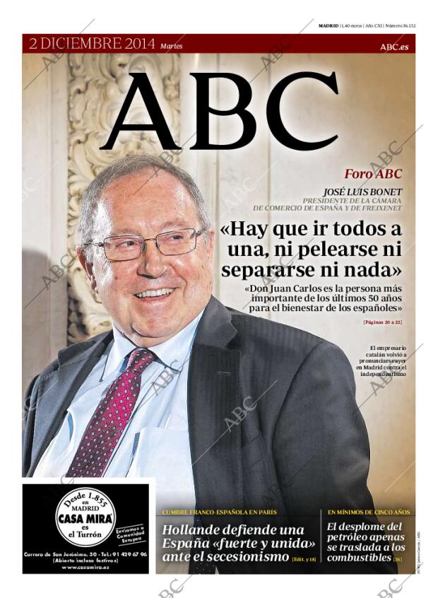 ABC MADRID 02-12-2014 página 1