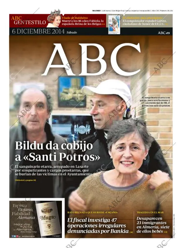 ABC MADRID 06-12-2014 página 1