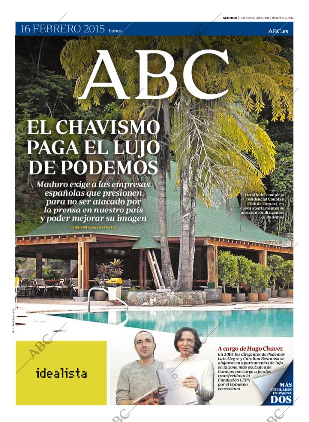 ABC MADRID 16-02-2015 página 1