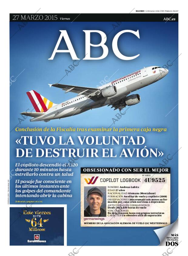 ABC MADRID 27-03-2015 página 1