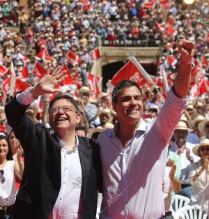 Mitin de Pedro Sánchez, junto a los candidatos valencianos, Ximo Puig y Joan...