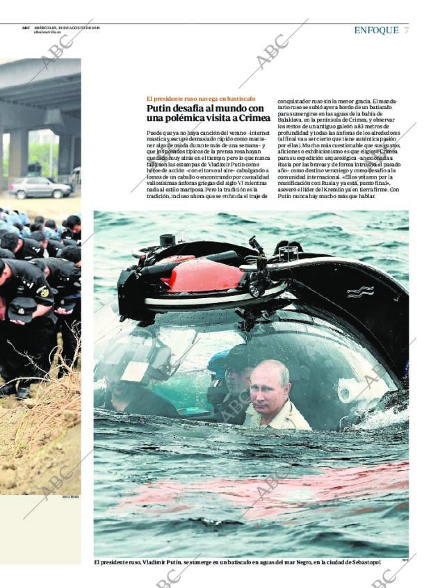 PUTIN SE SUMERGE EN EL FONDO DEL MAR EN UN BATISCAFO