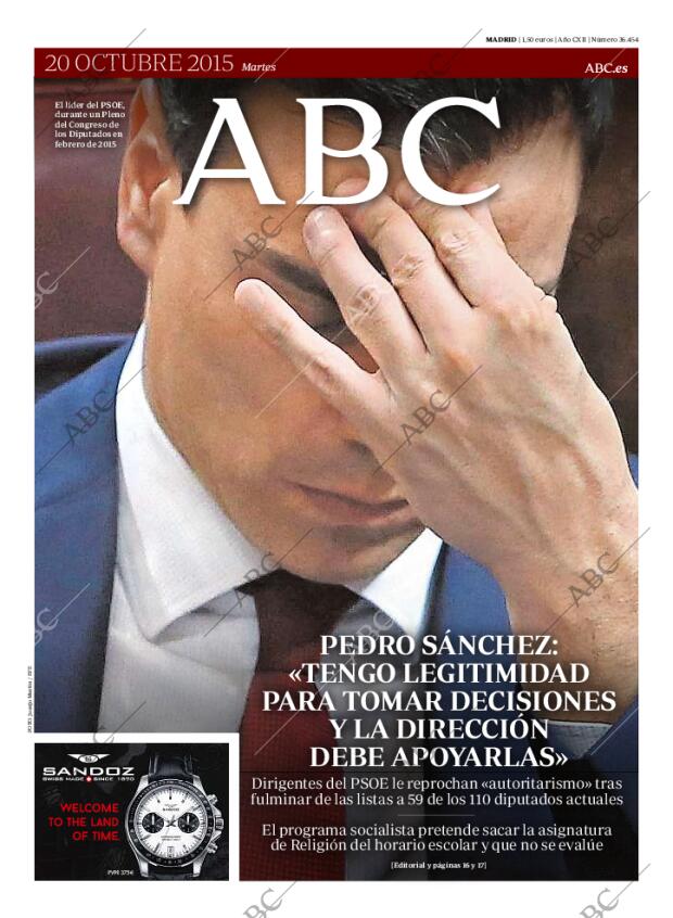 ABC MADRID 20-10-2015 página 1