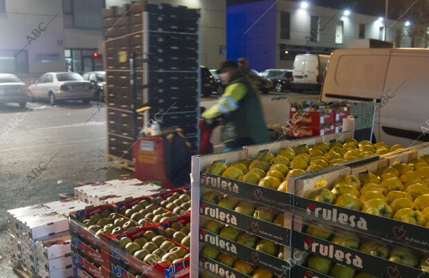 Zona de frutas y verduras, en el centro de mercancías perecederas