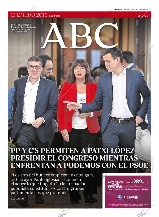 ABC MADRID 13-01-2016 página 1