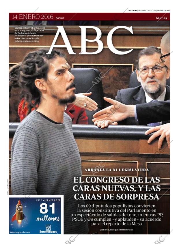 ABC MADRID 14-01-2016 página 1