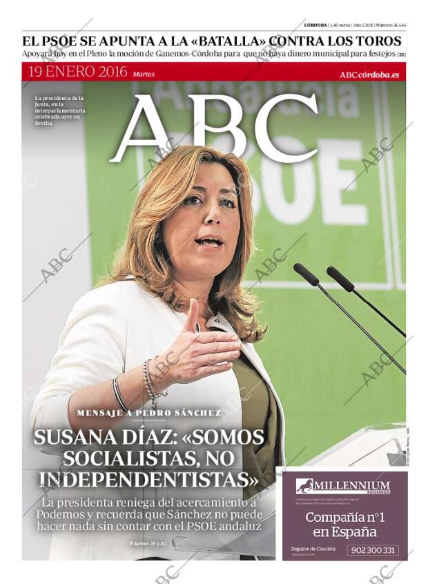 ABC CORDOBA 19-01-2016 página 1