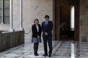 Reunión en el Palau de la Generalitat, entre el presiente Carles Puigdemont y la...